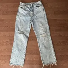 ZARA ダメージ加工 ストレートデニム 40