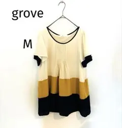 grove 体型カバー フロントタック バイカラー シフォンブラウス　チュニックのサムネイル