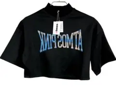 新品タグ付 atmos モックネック クロップドTシャツ ブラック フリーサイズのサムネイル