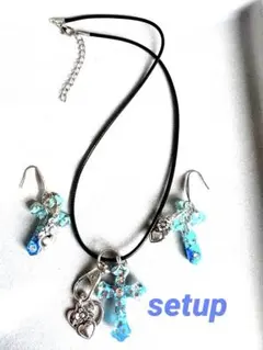 ハロウィンピアス&ネックレス　クロスモチーフ　No.101