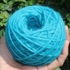 手撚り糸 シルク混 毛糸 シルク糸 水色 スカイブルー 約45g 手織り 機織り
