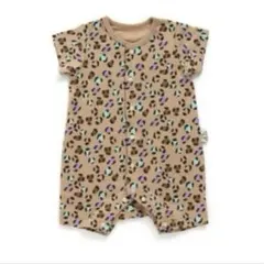 お揃いの靴下スタイ付き！BREEZE 半袖ロンパース レオパード