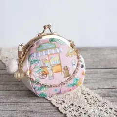 バッグチェーンがま口*デコレーションパーク×ピンク