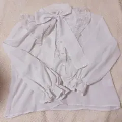 NICE CLAUP ホワイト ボウタイブラウス