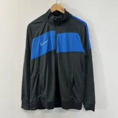 NIKE トラックジャケット L 黒青 ワンポイント 刺繍 スウッシュ　古着