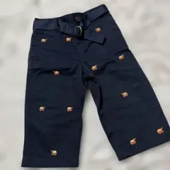 美品☆ラルフローレン☆ネイビー刺繍パンツ ベルト付き☆９M ７５
