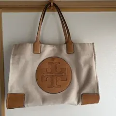 Tory Burch トートバッグ ベージュ/ブラウン キャンバス地大きめサイズ