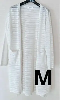 レディース Mサイズ ロングカーディガン 薄手 シンプル 可愛い 白色