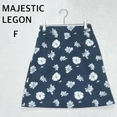 マジェスティックレゴン 花柄 膝丈フレアスカート F 紺 ポリエステルi6655のサムネイル