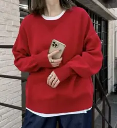 スウェットライクボリュームスリーブニット