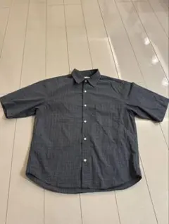 GU ブロードオーバーサイズチェックシャツ黒