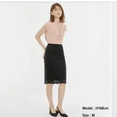 GU ジーユー　黒 レース タイトスカート ひざ丈　オールシーズン　春　夏