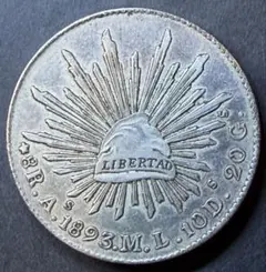 1894年- Mo AMメキシコ 8レアル 自由の帽子大型銀貨 荘印あり - メルカリ