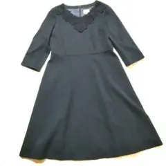 エマジェームス 黒のレース装飾Aラインワンピース 13号 クリーニング済み