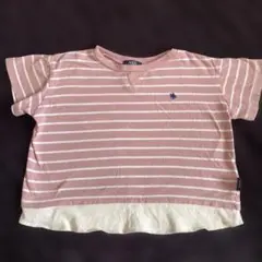 POLO ピンクと白のストライプ Tシャツ　サイズ110