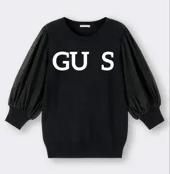 GU ニット　プリーツ　7分袖　S 黒