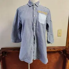 drug store's　刺繍　ブタちゃん　デニム　シャツ