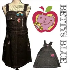 べティーズブルー　シンジアベ　デニム　サロペット　つなぎ　ワッペン　ピンク