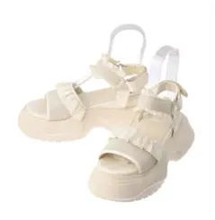 【美品】merry jennyフリルメッシュスニーカーサンダル アイボリーS厚底のサムネイル