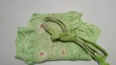 黄緑色の帯揚げ、帯締めのセット H4―350