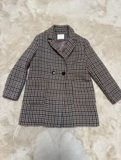 Zara Kids チェック柄ウールチェスターコート