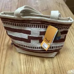 Anina ストライプトートバッグ 小型 ベージュ/ブラウンのサムネイル