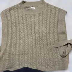 Rafnaf ケーブルニットベスト L ベージュ