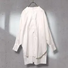 カデュネ バンドカラー ロングシャツ ワンピース 白 38 オーバーサイズのサムネイル