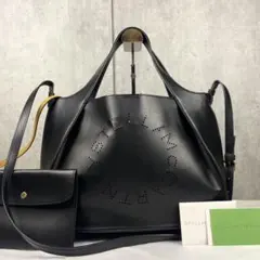美品 ステラマッカートニー レザー 2way ショルダーバッグ パンチング 黒のサムネイル