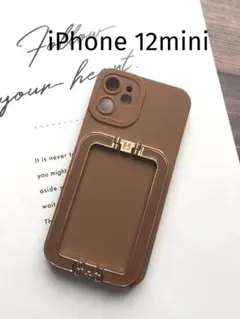 iPhone12miniブラウン茶色金具シンプルスマホケース新品送料込みミニ