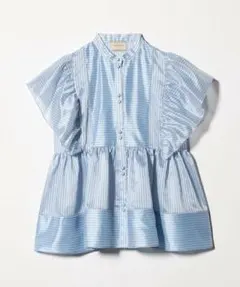 UNITED ARROWS ストライプフリルブラウス 半袖のサムネイル