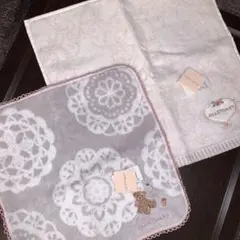ジルスチュアート くま刺繍 ピンク系花ハート タオルハンカチセット
