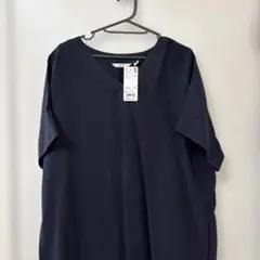 UNIQLO リネンネイビー コクーンワンピースLサイズ