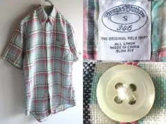 未使用品 ブルックブラザーズ SLIM FIT リネン チェック BDシャツ