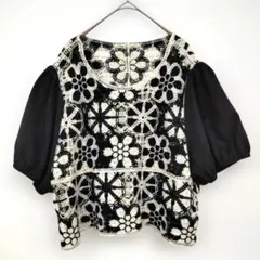 ▢SHEIN CURVEフラワートップス 半袖 ネイビーのサムネイル