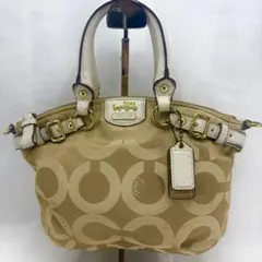 【COACH】コーチ　金馬車　シグネチャー　ハンドバッグ　白色　6490