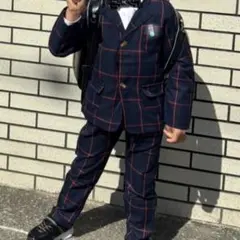 ネイビー チェック柄 スーツ３点 120cm