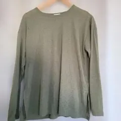 GU オリーブグリーン リブ編み 長袖Tシャツ Mサイズ