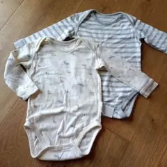 80　ユニクロ　長袖ボディスーツ　ロンパース　肌着　2枚セット