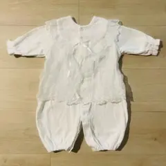 【美品】ホワイト ベビードレス レース付 50〜70cm お宮参り 誕生日