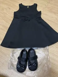 黒いドレスと靴セット 110cmと16cm