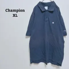 チャンピオン　ポロシャツ　ロゴ刺繡　綿　コットン100　半袖　ジェンダーレスXL
