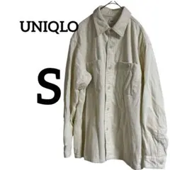 1点物✨️UNIQLO【S】コーデュロイ長袖シャツ 羽織りアイボリー 秋冬
