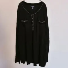 CHAPS【3X】ラルフローレン ヘンリーネック ロンT ビジュー 黒