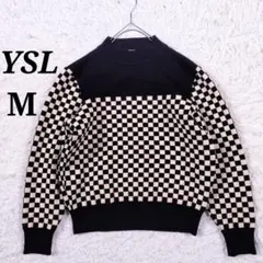YSL　ブロックチェックニット　ボトルネック　バルーン型のサムネイル