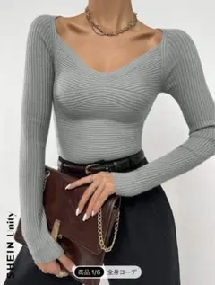 リブニットトップス