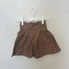 GU　150　ドット柄　ハーフパンツ　ベージュ黒　水玉　ショートパンツ　ポケット