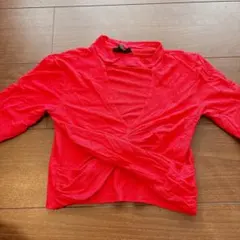 TOPSHOP レッド 五分袖 【XS-XXS】ショート丈 海外古着 小さめ