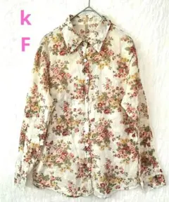 k フラワープリント 長袖シャツ 透け感 花柄 薔薇 シフォン 綿 日本製