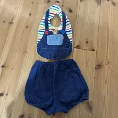 ミキハウス　デニム風スタイとカボチャパンツセット　mikihouse くまちゃん